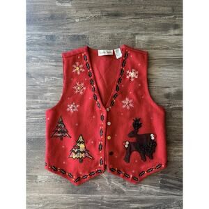 Red Christmas Holiday Vest (size Large)